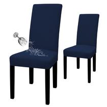 Funda para Silla de Comedor Impermeable Fácil de Usar Color Azul Marino Juego de 2