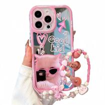 Funda Pretaco para iPhone 15 Pro con Gato y Gafas de Sol Adorable