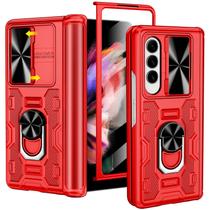 Funda VEGO para Galaxy Z Fold 3 con cubierta deslizante para cámara en rojo