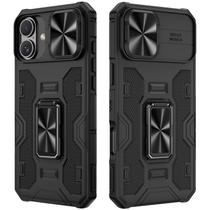 Funda VEGO para iPhone 16 Plus con cubierta deslizante para cámara negra