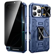 Funda VEGO para iPhone 16 Pro Max con soporte y pantalla de privacidad azul