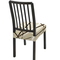 Fundas elásticas beige para asientos de sillas de comedor, juego de 6 Fundas elásticas beige para asientos de sillas de comedor, juego de 6