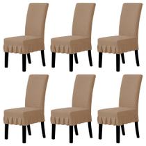 Fundas elásticas para sillas de comedor Easy-Going, 6 piezas, color camello