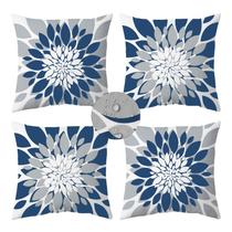 Fundas Impermeables para Cojines de Exterior Qahing 40x40 cm Paquete de 4 Azul Gris