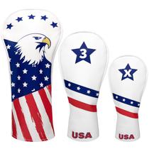 Fundas para Cabezal de Golf Fitense Paquete de 3 con Estrellas de EE.UU. Forro de Terciopelo