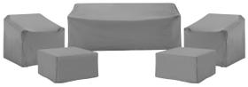Fundas para Muebles de Patio Crosley, Set Impermeable de 5 Piezas para Sillas, Sofá y Otomanos, Gris