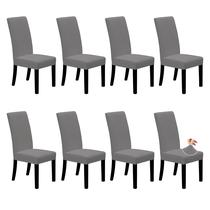 Fundas para Sillas de Comedor Easy-Going Juego de 8 en Gris Claro Estirables
