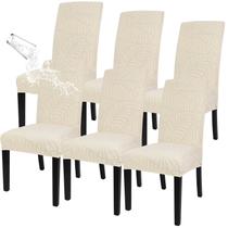 Fundas para Sillas de Comedor SearchI Juego de 6 Beige Impermeables con Diseño de Hoja Fundas para Sillas de Comedor SearchI Juego de 6 Beige Impermeables con Diseño de Hoja