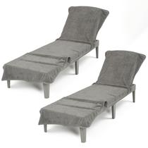 Fundas para Tumbona Americanas de Lino Suave 86x32 cm Gris 2 piezas
