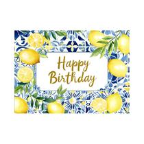 Fundo De Aniversário Com Limões, Azul, Estilo Marroquino Mediterrâneo Capri, Banner De Limões Para Fundo De Aniversário Com Limões, Azul, Estilo Marroquino Mediterrâneo Capri, Banner De Limões Para