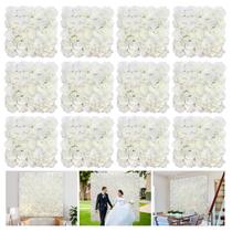 Fundo de parede floral RIDDSEE com 12 peças de rosas artificiais brancas Fundo de parede floral RIDDSEE com 12 peças de rosas artificiais brancas