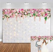 Fundo Floral JSHENGZHYI Parede de Flores 210 x 150 cm Tijolo Branco Fundo Floral JSHENGZHYI Parede de Flores 210 x 150 cm Tijolo Branco