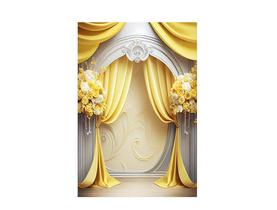 Fundo Fotográfico 1,50 x 2,20 - Arco Flores e Cortinas Amarelas 134 Fundo Fotográfico 1,50 x 2,20 - Arco Flores e Cortinas Amarelas 134