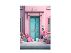 Fundo Fotográfico 1,50 X 2,20 - Casa de Princesa Rosa com Malas 027