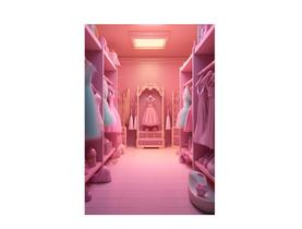 Fundo Fotográfico 1,50 X 2,20 - Closet de Princesa Rosa Vestidos 029