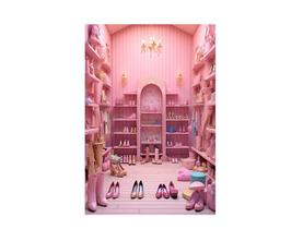 Fundo Fotográfico 1,50 X 2,20 - Closet de Sapatos de Princesa Rosa 030 Fundo Fotográfico 1,50 X 2,20 - Closet de Sapatos de Princesa Rosa 030