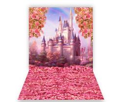 Fundo Fotográfico 1,50 X 2,70 - Castelo Flores Rosa 019