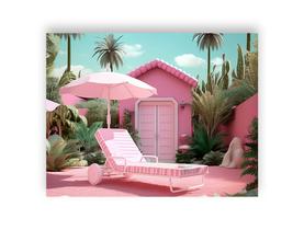 Fundo Fotográfico 1,55 X 1,20 - Cadeira de Sol de Princesa Rosa 015