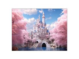 Fundo Fotográfico 1,55 X 1,20 - Castelo Floresta Rosa 020