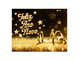 Fundo Fotográfico 1,55 X 1,20 - Feliz Ano Novo Dourado Preto 022 Fundo Fotográfico 1,55 X 1,20 - Feliz Ano Novo Dourado Preto 022