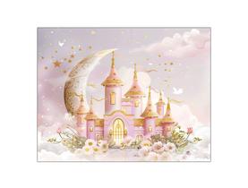 Fundo Fotográfico 1,55 X 1,20 - New Born Castelo Rosa com Dourado 011