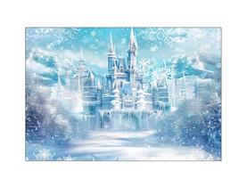 Fundo Fotográfico 2,20 x 1,50 - Castelo de Neve Azul 018