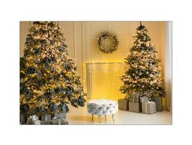 Fundo Fotográfico 2,20 x 1,50 - Cenário Natal Branco com Efeito Luzes Amarelas 101