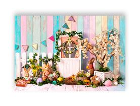 Fundo Fotográfico 2,20 x 1,50 - Cenário Páscoa Efeito Madeira Colorida 050 Fundo Fotográfico 2,20 x 1,50 - Cenário Páscoa Efeito Madeira Colorida 050