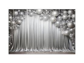 Fundo Fotográfico 2,20 x 1,50 - Cortina Prata com Balões 038