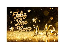 Fundo Fotográfico 2,20 x 1,50 - Feliz Ano Novo Dourado e Preto 023 Fundo Fotográfico 2,20 x 1,50 - Feliz Ano Novo Dourado e Preto 023
