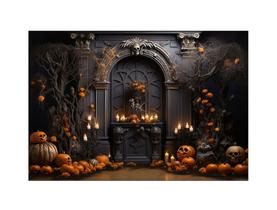 Fundo Fotográfico 2,20 x 1,50 - Halloween Assombrado com Caveiras 074