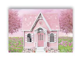 Fundo Fotográfico 2,20 x 1,50 - Jardim Florido Com Casinha 014