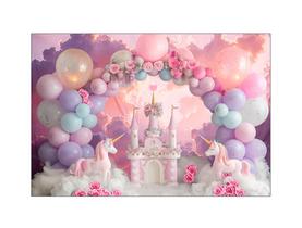 Fundo Fotográfico 2,20 x 1,50 - New Born Castelo com Unicórnio 008