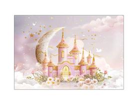 Fundo Fotográfico 2,20 x 1,50 - New Born Castelo Rosa com Dourado 012