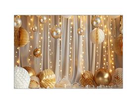 Fundo Fotográfico 2,20 x 1,50 - Tons de Bege e Balões Dourados 070