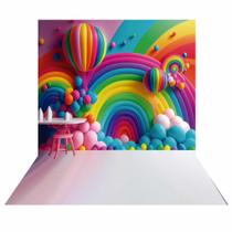 Fundo Fotográfico Criança Rainbow Tecido 2,20m x 1,50m F374 - Prime Decor Festas