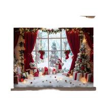 Fundo Fotográfico De Natal Winter Wonderland Com Bonecos De Neve, Árvores E Festas De Fim De Ano