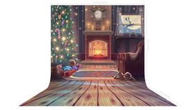 Fundo Fotografico em Tecido Árvore Natal Lareira -150x170cm