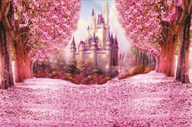 Fundo Fotográfico Em Tecido Castelo Rosa 2,60X1,50