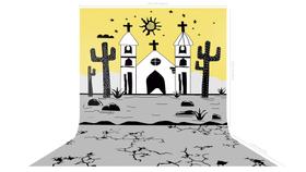 Fundo Fotográfico em Tecido Cordel Igreja Sertão - 150x170cm