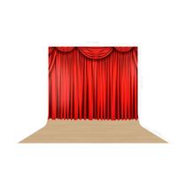 Fundo Fotografico em Tecido Cortina Vermelha e Madeira -150x170cm