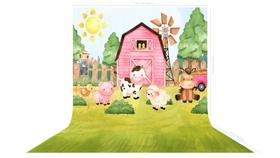 Fundo Fotografico em Tecido Fazendinha animais celeiro - 150x170cm