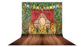 Fundo Fotográfico em Tecido Festa Junina Cortina Xadrez Madeira - 150x170cm