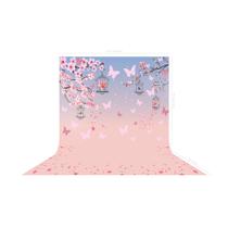 Fundo Fotografico em Tecido Gaiola Flores e Borboletas - 150x170cm