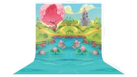 Fundo Fotografico em Tecido Lago Encantado Castelo -150x170cm