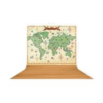 Fundo Fotografico em Tecido Mapa Mundi Madeira - 150x170cm