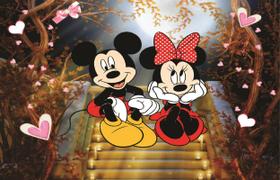 Fundo Fotográfico Em Tecido Mickey E Minnie 2,20 X 1,50