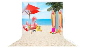 Fundo Fotografico em Tecido Praia Céu Azul Verão -150x170cm