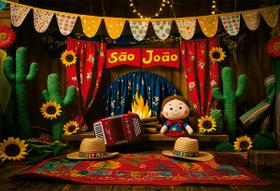 Fundo Fotográfico Festa Junina Cenário Tecido 1,20 x 1,70m Fundo Fotográfico Festa Junina Cenário Tecido 1,20 x 1,70m