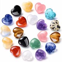 Funewest Conjunto com 28 Pedras Naturais de Cristal em Forma de Coração para Cura Funewest Conjunto com 28 Pedras Naturais de Cristal em Forma de Coração para Cura